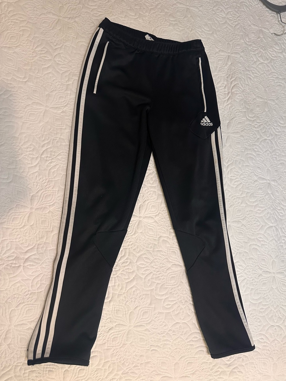 adidas Black Joggers with White Side Stripes - Kids